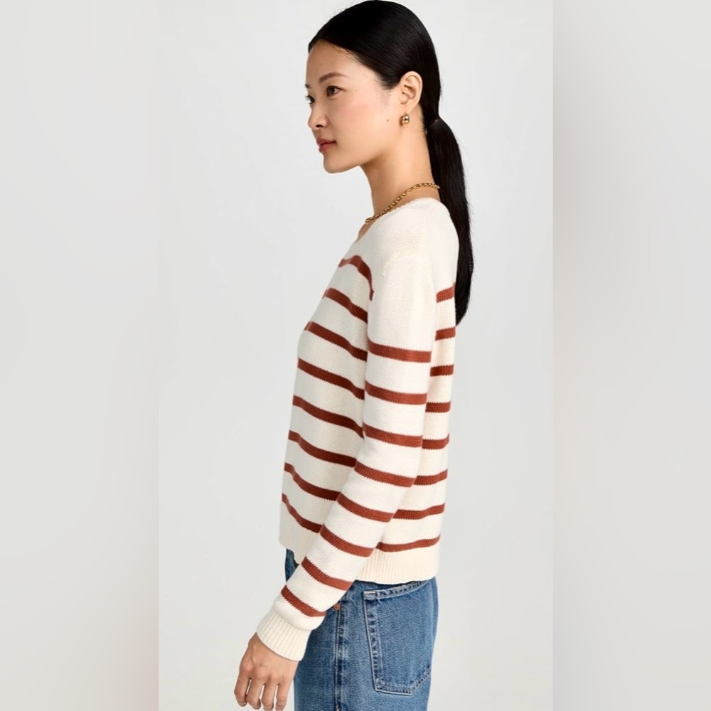 BNWT KULE 100% Cotton The Finn Striped Sweater XL Bronze/Cream Sold Out Online - Picture 3 of 15